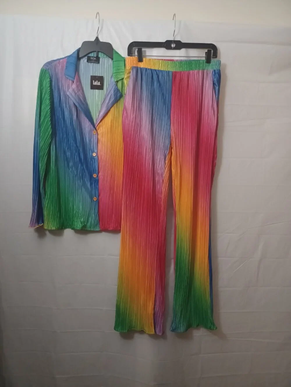 DRESSED IN LALA PLISSE' RAINBOW DAYDREAM TWO PIECE PANTS SET SIZE MEDIUM - Picture 12 of 14